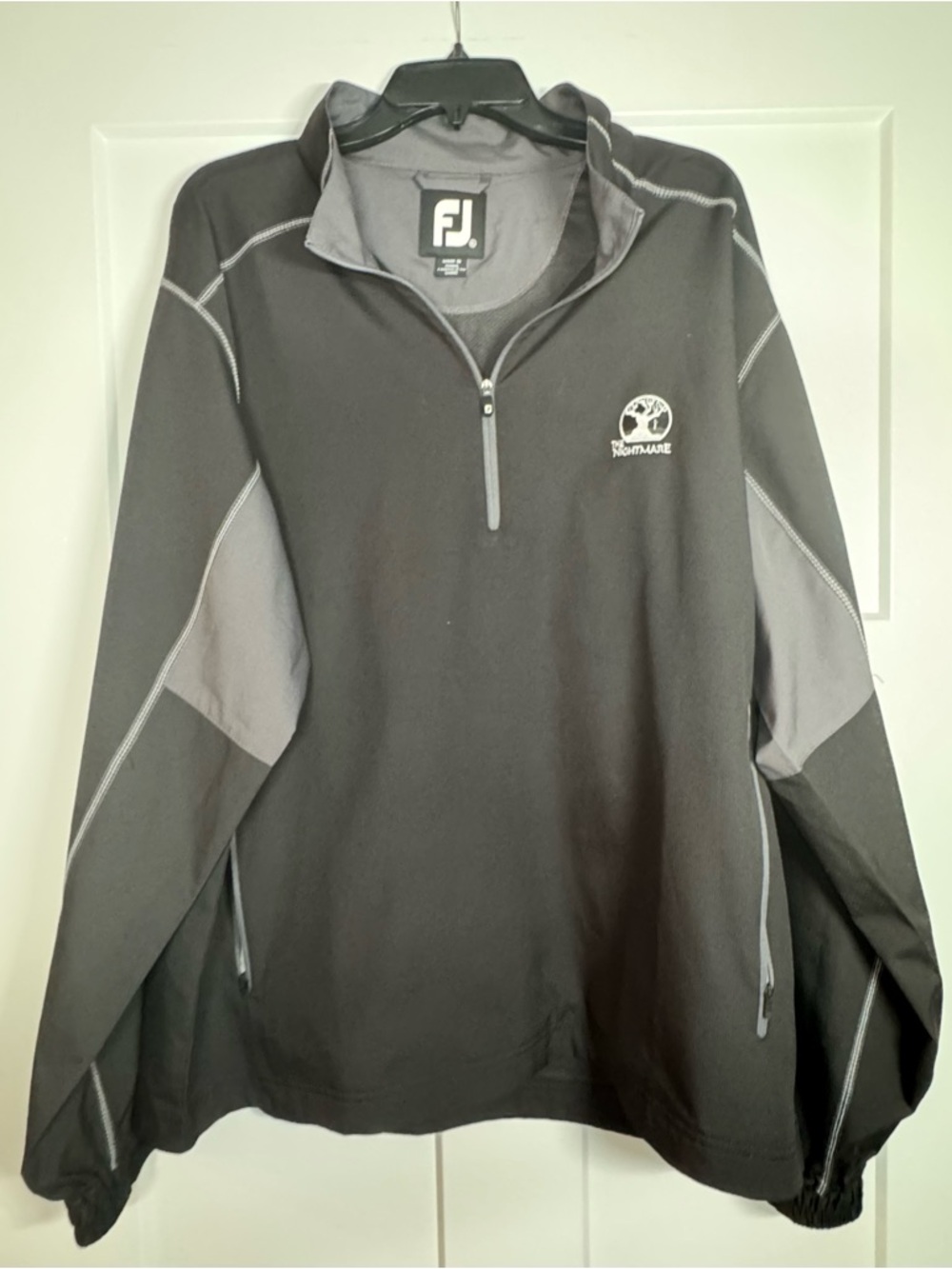 ⛳️Men’s FootJoy Black and Gray Half-Zip Golf Pullover Windbreaker Jacket, XLg